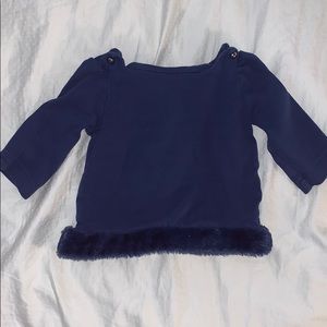 Janie and Jack blue top with fur trim